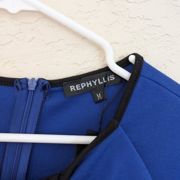 Rephyllis Bow Two Toned Blue Black Holiday Party Bodycon Dress Size M NWT - Picture 5 of 7